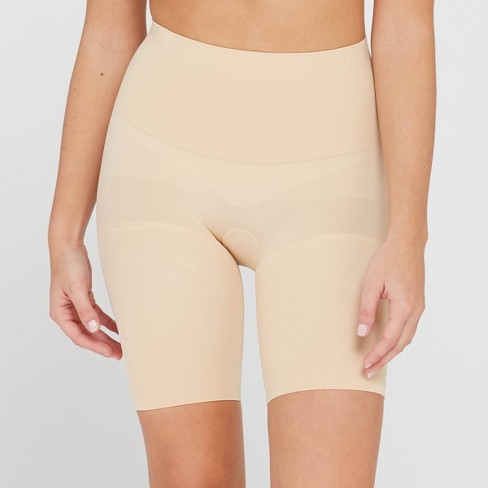 ASSETS by SPANX Women's Remarkable Results Mid-Thigh Shaper - Light Beige M