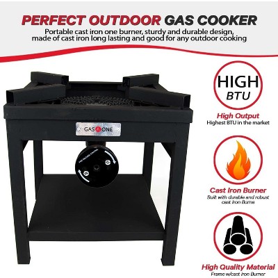 Black Steel Single Burner Gas Outdoor Cooker