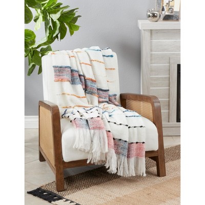 Lush Soft Chunky Woven Throw Blanket in Multi-Color, 50"x60"