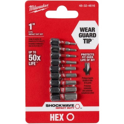 Milwaukee 48-32-4616 SHOCKWAVE 9 Piece Impact Hex Insert Bit Set
