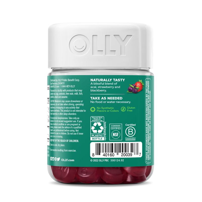 OLLY Muscle Recovery Sleep Gummies with Melatonin, Tart Cherry &#38; Vitamin D - Berry - 40ct, 6 of 11