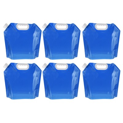 Unique Bargains Plastic Camping Hiking Collapsible Water Container Reservoirs 5L/1.3 Gallon 6 Pcs