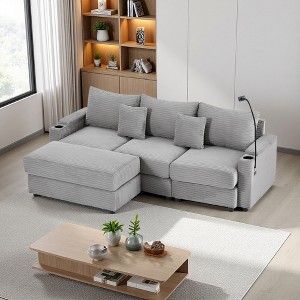 95" Convertible Sectional Sofa with 1 Ottoman & USB - 1 of 4