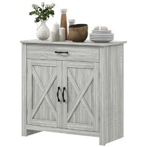 Farmhouse Sideboard Buffet Cabinet, Barn Door Coffee Bar Cabinet with Drawer and Adjustable Shelf, Kitchen Cabinet for Living Room, Entryway - 1 of 4