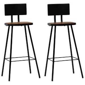 vidaXL Bar Chair Set of 2 Dark Brown, Black - 1 of 2