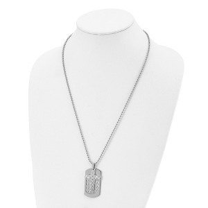 Chisel Stainless Steel Polished and Textured 2 Piece Cross Dog Tag on a 24" Ball Chain Necklace - 1 of 4