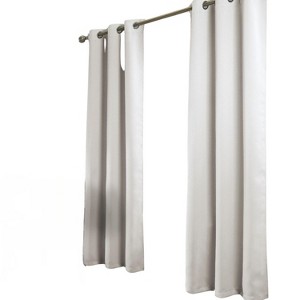 RT Designer Collection Anchorage 2 Pack Blackout Grommet Luxurious Modern Design Curtain Panel Pair 36" x 84" White - 1 of 4