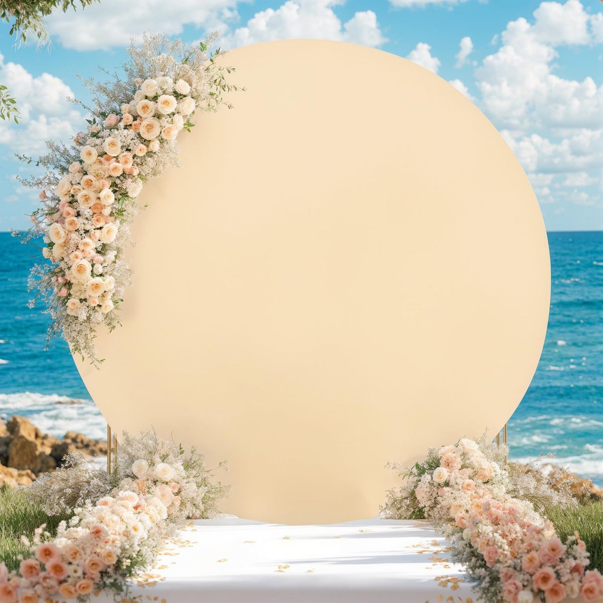 Round Arch Backdrop Cover, 6 ft/6.5 ft/7.2 ft Circle Arch Stand, Smooth Touch, Multipurpose Wedding Arched Background Set for Birthday Party - thumbnail 10
