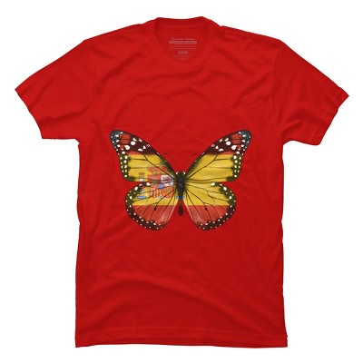 Men's Design By Humans Butterfly Flag Of Spain By GiftsIdeas T-Shirt