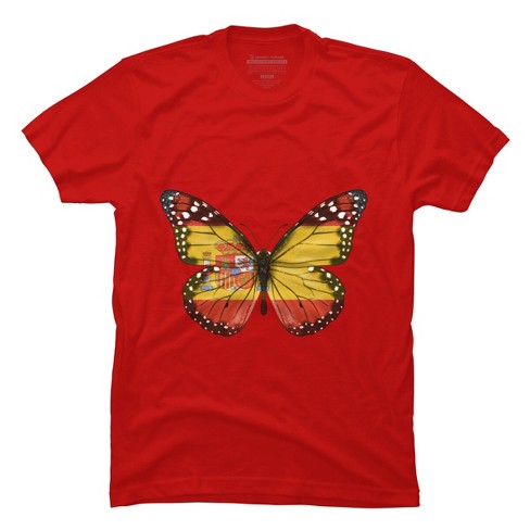 Men's Design By Humans Butterfly Flag Of Spain By Giftsideas T-shirt ...