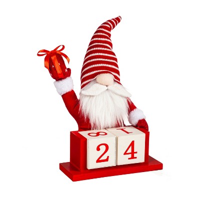 Evergreen Polyester and Wood Gnome Christmas Countdown Table Decor