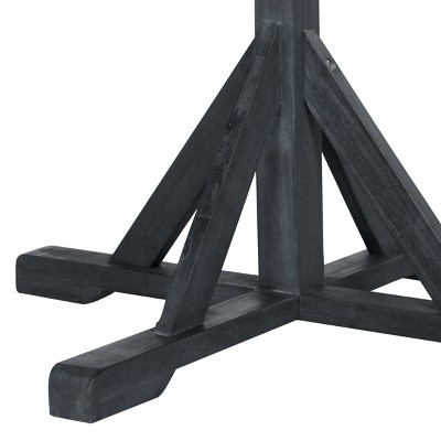 Transitional Dark Slate Grey Acacia Round Dining Table