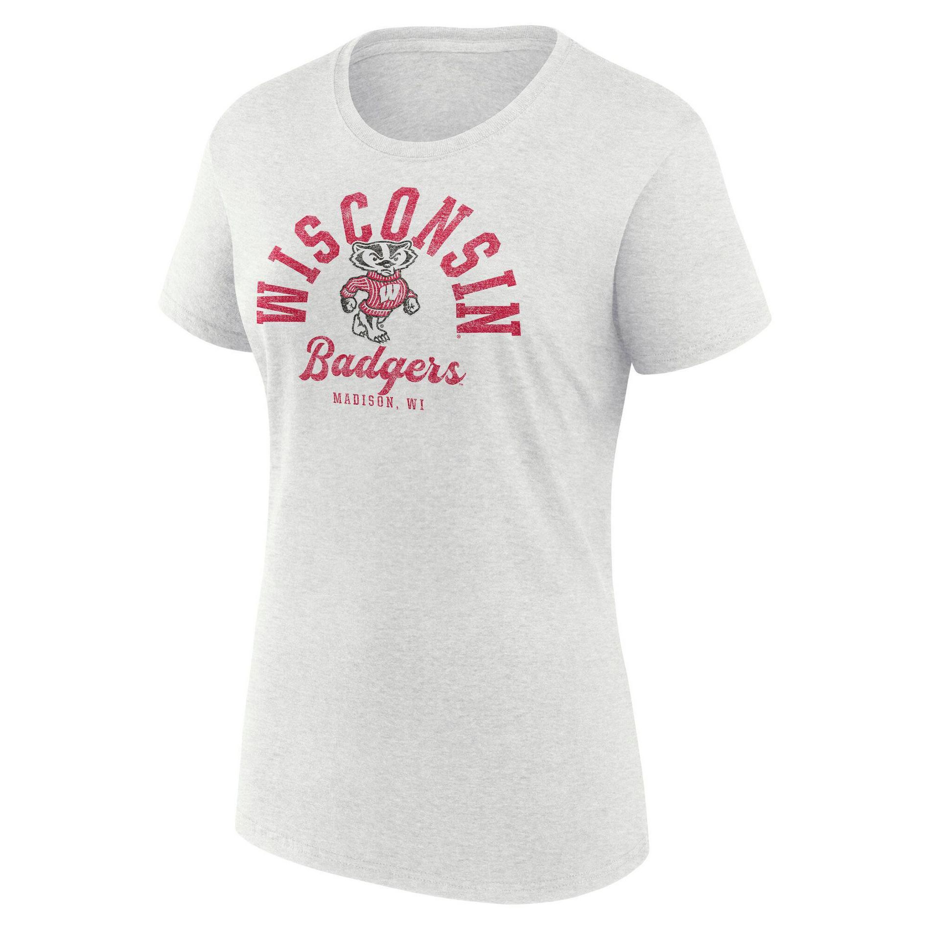 NCAA Wisconsin Badgers Men's Oatmeal Heather Crew T-Shirt
