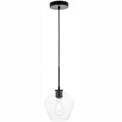 Elegant Lighting Gene 1 light Black and Clear glass pendant