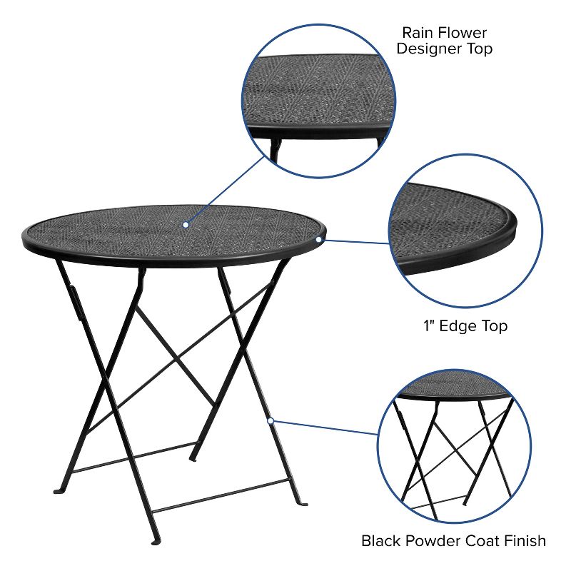 Flash Furniture Oia Commercial Grade 30" Round Indoor-Outdoor Steel Folding Patio Table, 4 of 9