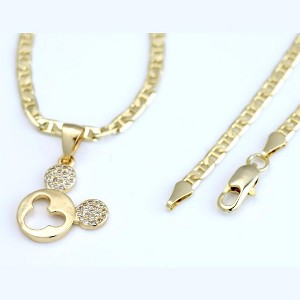 Aria jeweler Inc Chain with Diamond Mickey Pendant - 1 of 4