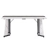 Homy Casa Rectangular Dining Table, White Marble and Black – Industrial Wood & Metal Design - 4 of 4