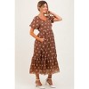 Pinkblush Brown Floral Embroidered Tiered Maternity Midi Dress - 2 of 3