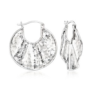 Ross-Simons Sterling Silver Hammered Hoop Earrings - 1 of 3