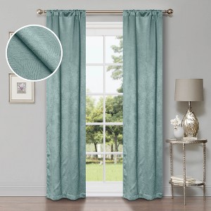 Modern Geometric Waves Room Darkening Semi-Blackout Curtains, Set of 2 by Blue Nile Mills - 1 of 4