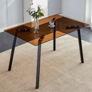 NicBex Dining Table 51" Modern Tempered Glass Rectangular Dining Table with Metal Legs for Dining room - 1 of 4