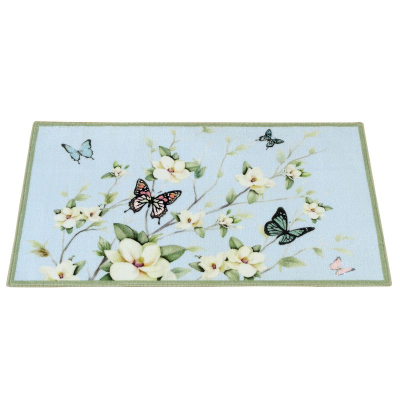 Collections Etc Magnolia Blossoms & Fluttering Butterflies Accent Rug, 1 of 5