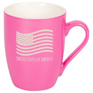 Elanze Designs United States of America Flag 10 Ounce Ceramic Laser-Etched Engraved Drinkware Mug, Metallic Princess Pink - 1 of 4