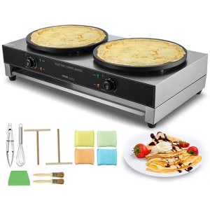 VEVOR Electric Crepe Maker, 16-Inch Double Head Commercial Crepe Machine, 3400W Flat Plate Crepe Griddle, Nonstick Stainless Steel Pancake Making - 1 of 4