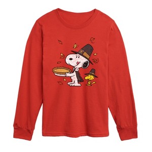Boys' - Peanuts - Thanksgiving Scene Long Sleeve Graphic T-Shirt - 1 of 4