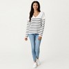 Anna-Kaci Women's Long Sleeve Striped Knit Top with Scalloped V-Neckline and Soft Textured Fabric for Effortless Everyday Style - 3 of 4