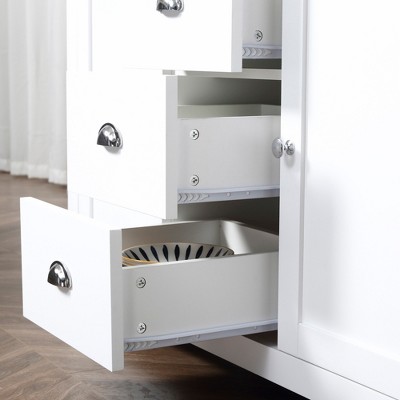 White MDF Kitchen Sideboard with Adjustable Shelves and Drawers