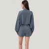 Anna-Kaci Active Women's Long Sleeve Woven Lounge Top with Half Zip Front, Elastic Hem, and Relaxed Draped Fit - 4 of 4