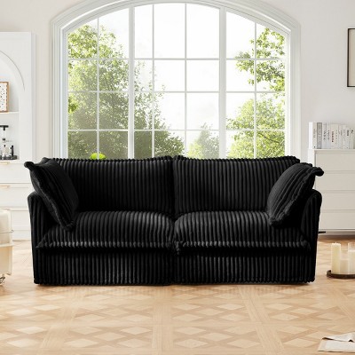 2 Seat Sectional Sofa,Straight Sectional Sofa With Upholstered Cushion And Detachable Cover,Deep Seat Sofa For Living Room-Cuddlewood
