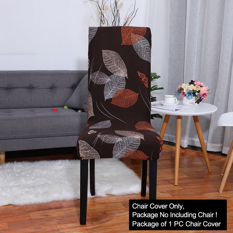 PiccoCasa Elastic Washable Dining Chair Slipcover Coffee 20"x20" 1 Pc, 1 of 8
