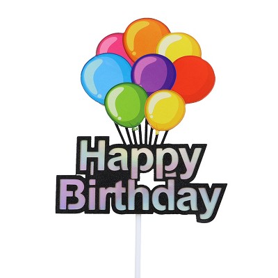 Multicolor Happy Birthday Balloons Cake Topper