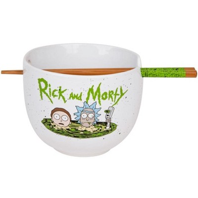 Silver Buffalo Rick and Morty Portal 20 Ounce Ceramic Ramen Bowl with Chopsticks