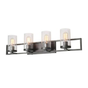 LNC Lapps 31.5-in 4-Lights Brushed Grey and Seeded Glass Farmhouse Vanity  Lights - 1 of 4