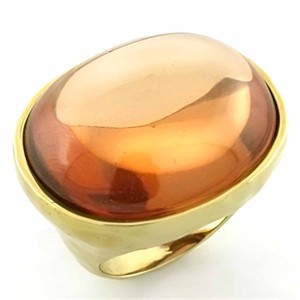 Slickblue Women's Gold 925 Sterling Silver Ring with Orange CZ - Oval Center Stone, Single-Tone Design, Size 5-9 - 1 of 3