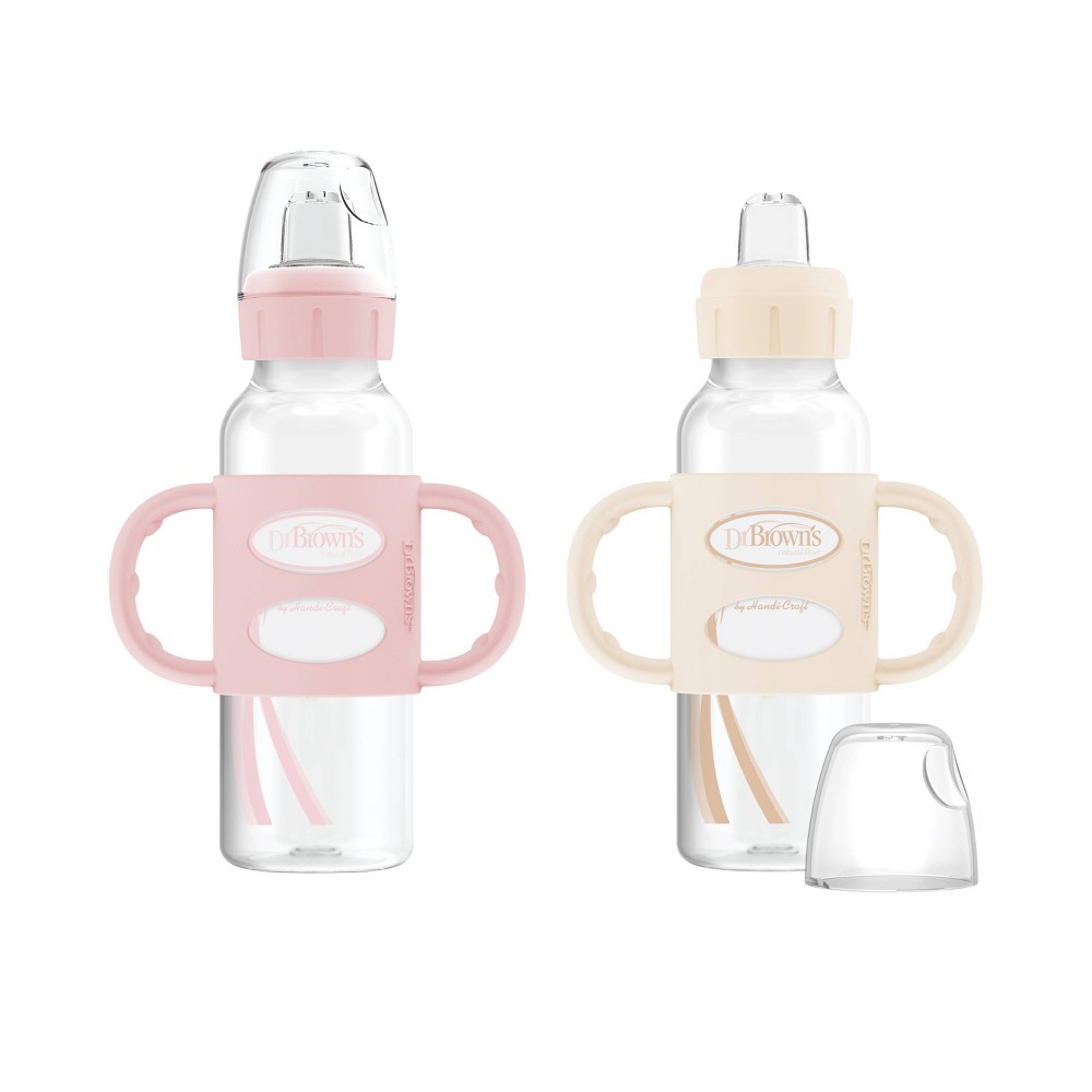 Photos - Baby Bottle / Sippy Cup Dr.Browns Dr. Brown's 8oz Milestones Narrow Sippy Bottle with Silicone Handles & Sof 