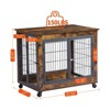 VisioGear Dog Crate, Side Table on Wheels with Double Doors and Lift Top, Grey, 31.5"*22.05"*24.8" - 3 of 4