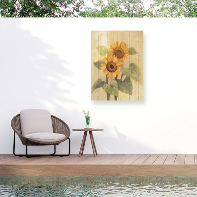"Summer Sunflowers I On Barn Board" Outdoor Canvas