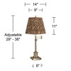 360 Lighting Westbury 36" Tall Large Traditional End Table Lamp Swing Arm Gold Antique Brass Finish Single Brown Floral Shade Living Room Bedroom - 4 of 4