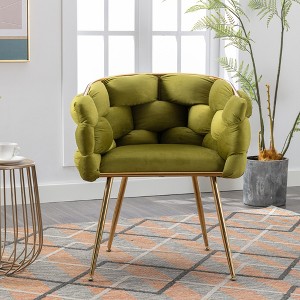 Luxury Modern Simple Leisure Velvet Sofa Chair Bedroom Vanity Chair Make up Chair - 1 of 4