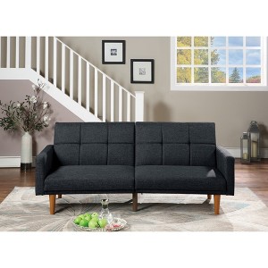 80" Convertible Polyfiber Sofa Bed with Tufted Cushion and Wooden Legs for Living Room - 1 of 4