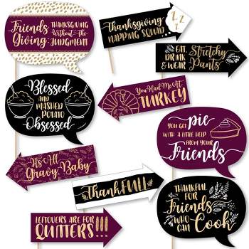 Big Dot of Happiness Funny Elegant Thankful for Friends - Friendsgiving Thanksgiving Party Photo Booth Props Kit - 10 Piece