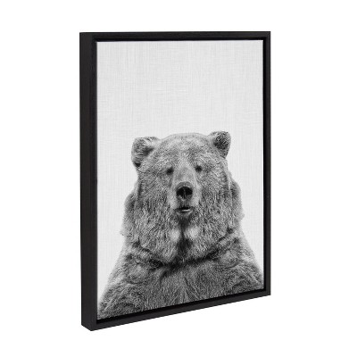 Black and White Bear Portrait Canvas Wall Art for Kids