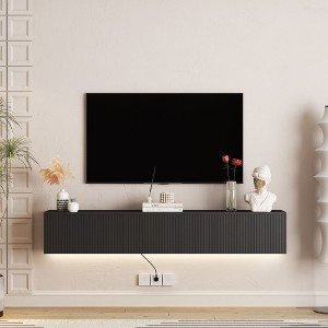 Sapphtopaz Wall Mounted Floating TV Stand for TVs Up to 70" with LED Entertainment Center with Storage Cabinets for Living Room - 1 of 4