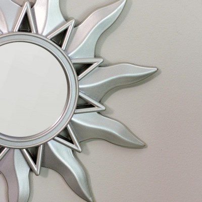 Set of 3 Silver Sunburst Round Wall Mirrors