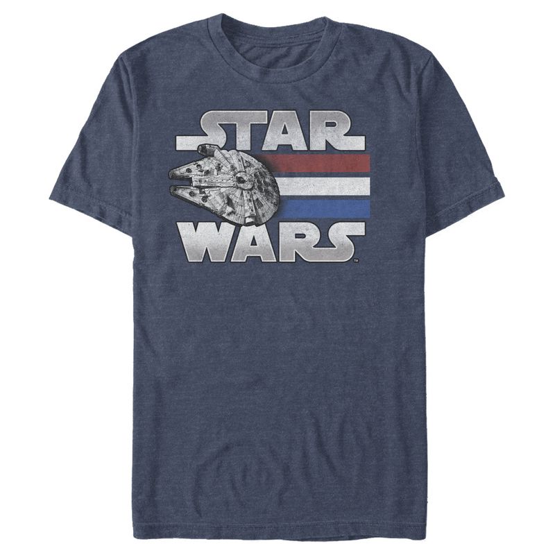 Men's Star Wars Millennium Falcon Patriotic Stripes T-Shirt, 1 of 5