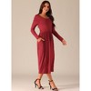 Seta T Women's V Neck Long Sleeve High Waist Dress - 2 of 4